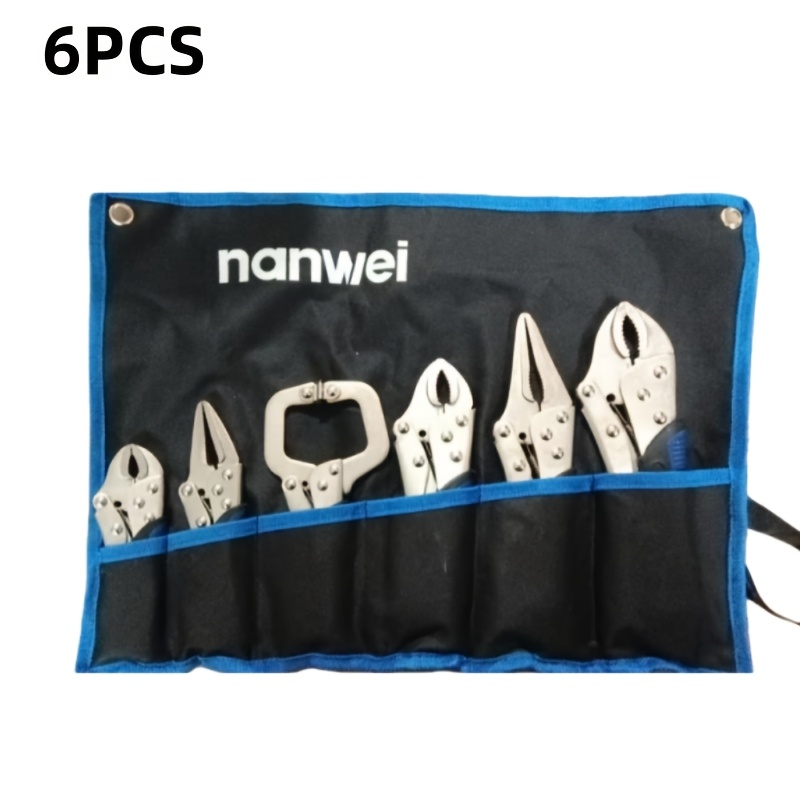 TEMU Set Of 6 Versatile Vise Tools, Including 6.5-inch And 9.5-inch Pointed-nose Pliers, As Well As 5-inch, 7-inch, And 10-inch Curved Pliers, Plus