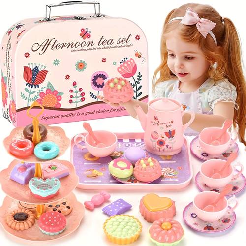 pretend play tableware afternoon tea dessert simulation tea set teapot cake dessert princess gift for girls