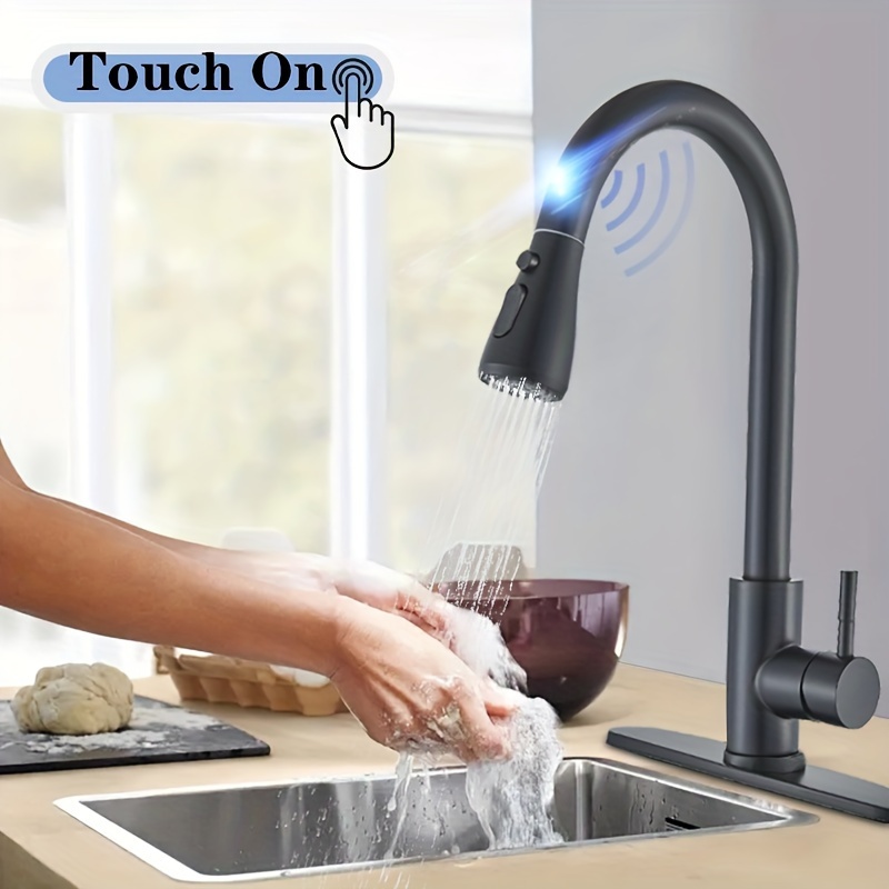 Grifo de Cocina Táctil con Pulverizador Retráctil, Grifos para Fregadero de  Cocina con Rociador Extensible, Grifo Táctil de Acero Inoxidable, Grifo Tá