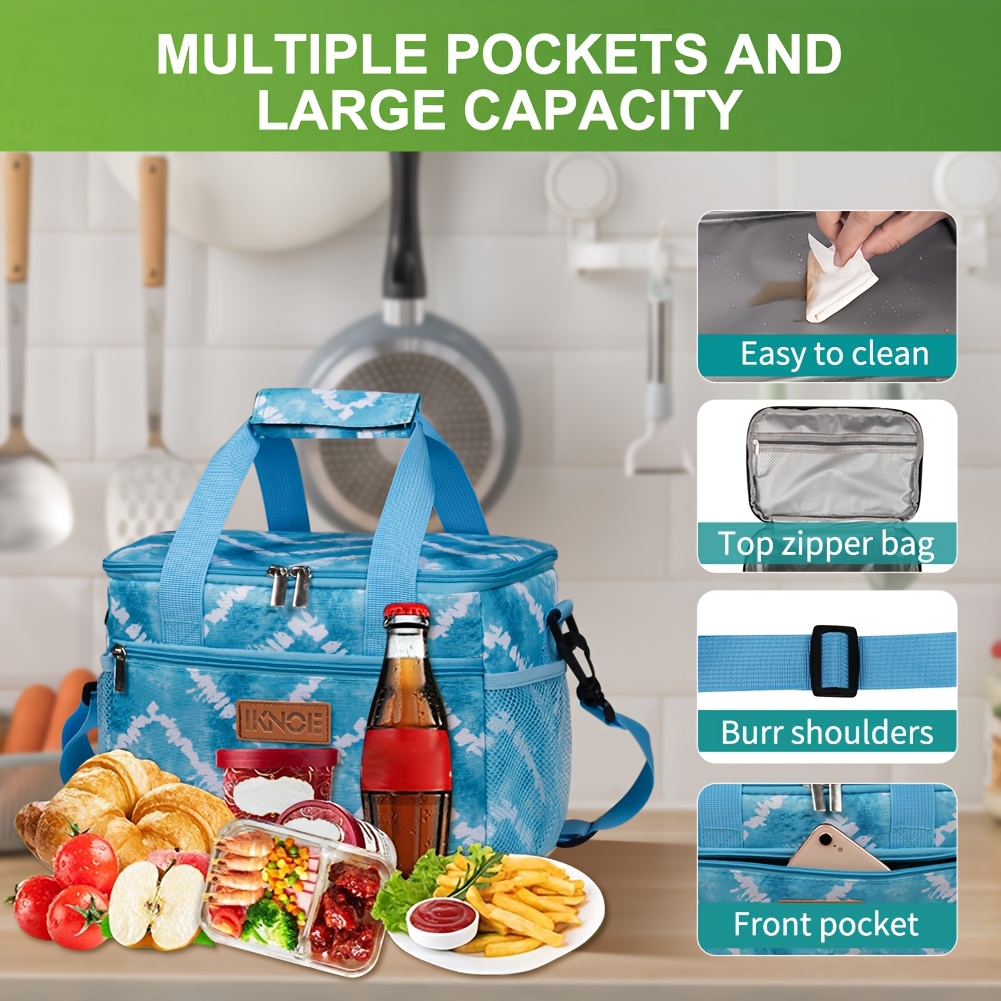 large capacity insulated lunch bag 8 5l leakproof cooler tote with shoulder strap top zipper front pocket easy clean peva film thick   heat preservation for outdoor christmas gift idea details 1