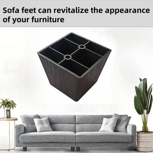 4pcs black reinforced double hole plastic square sofa legs screw in cabinet coffee table raised replacement furniture legs