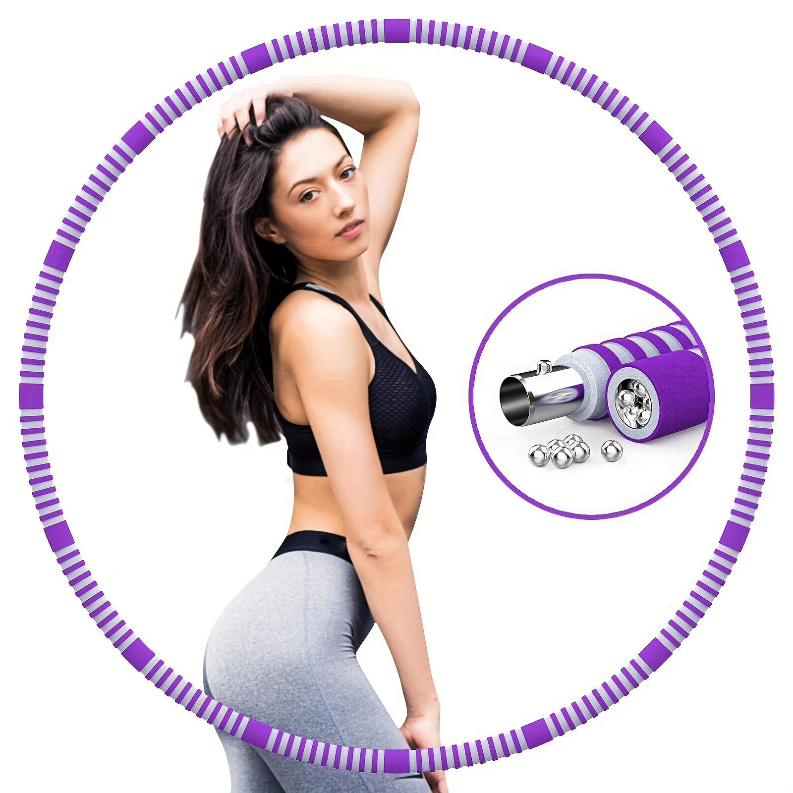 

1pc Detachable Weighted Exercise Hoops, Stainless Steel Fitness Hoop, For Fitness Training, Body Shaping, Waist Slimming