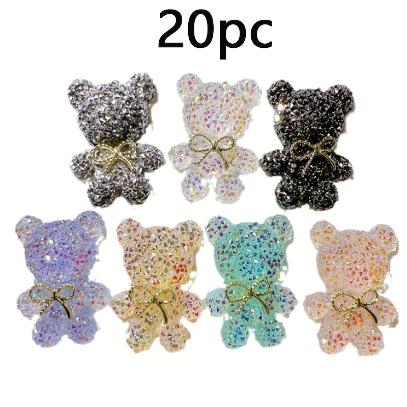 TEMU 10/20pcs Bling Bear Charme en Résine Gomme Cabochons en Résine pour la Fabrication de Bijoux Nail Art Artisanat Rétro Manucure Ajouts