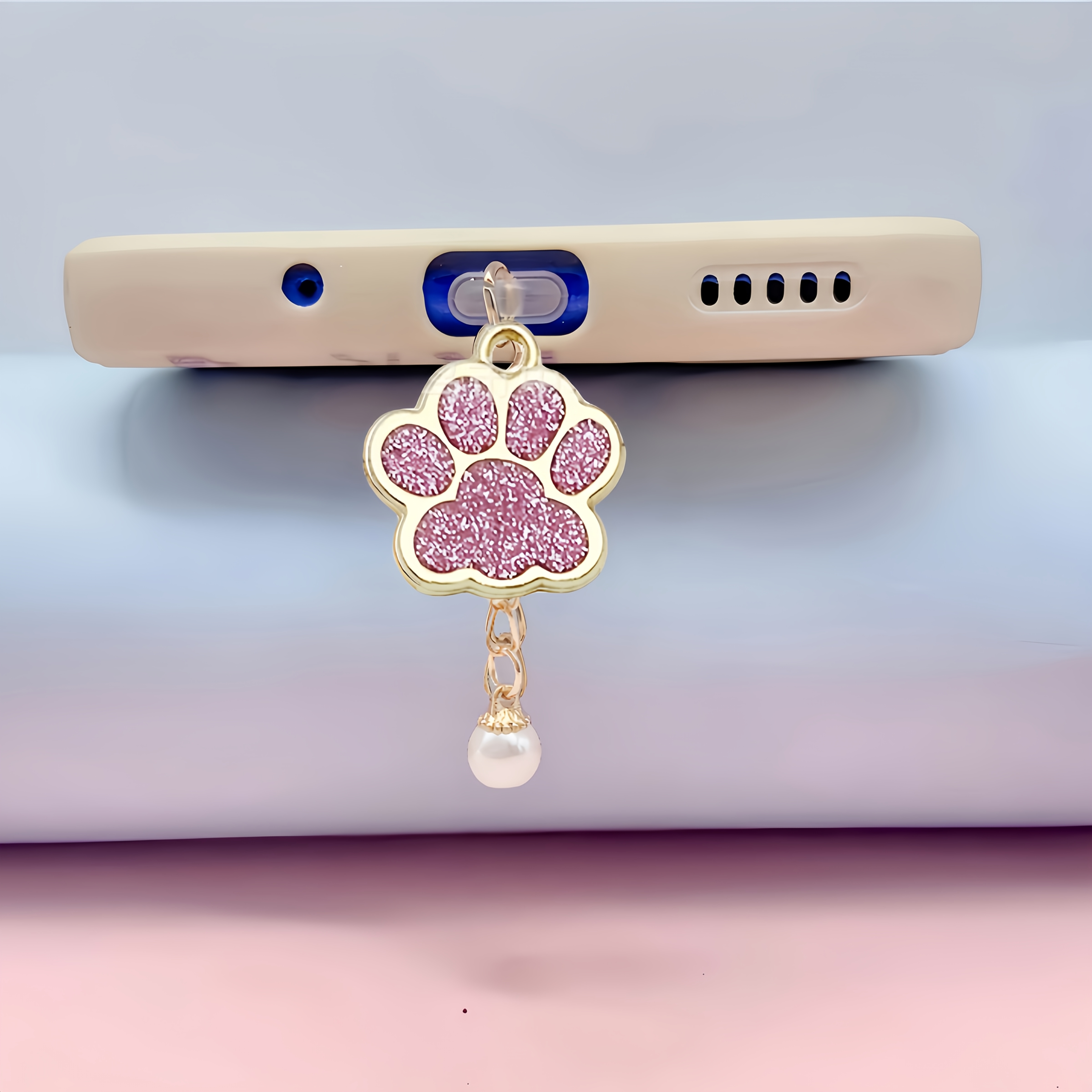 TEMU Colgante de perla con forma de pata de gato DIY, adecuado para teléfonos con interfaz Type-C/iPhone. Añade funciones decorativas antipolvo,