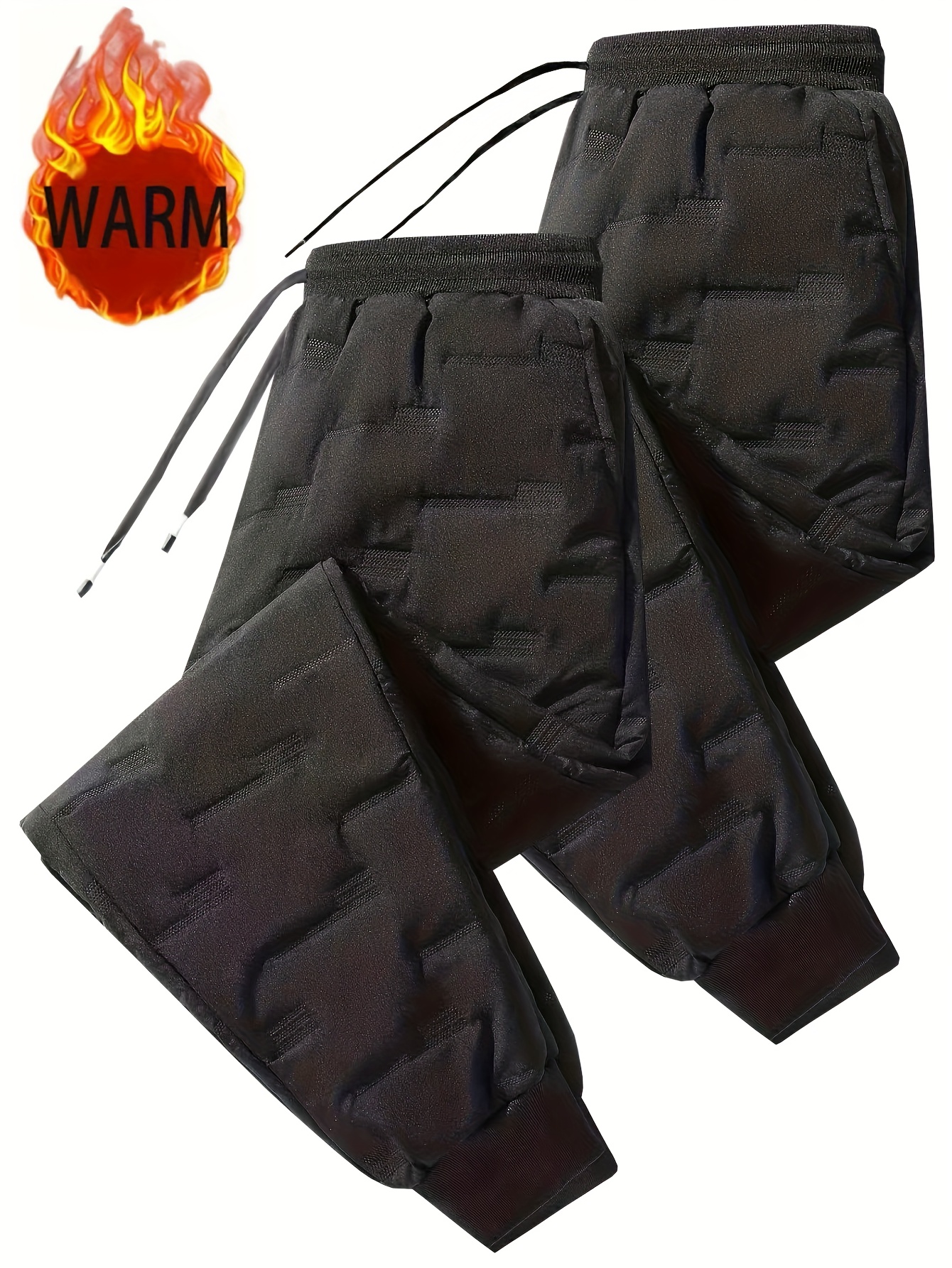 1 pantalon de jogging d'hiver chaud et coupe-vent pour homme | Épaissi avec doublure en polaire, taille élastique, jambe droite, poches multiples, adapté aux activités de plein air et au temps froid, lavable en machine, design de couleur unie