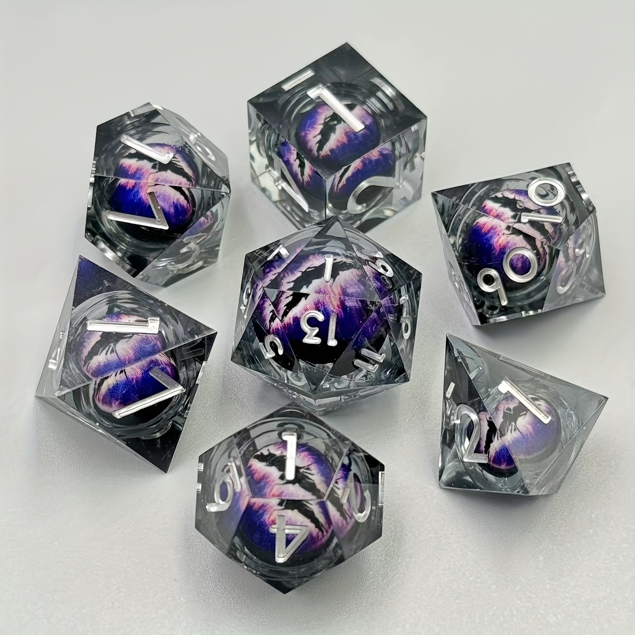 

Set Of 7pcs New Dragon King's Eye Multi-sided Dice, Tree Number Dice, Running Team Board Game Party Game Accessories, Dragon King Series D4 D6 D8 D10 D12 D20