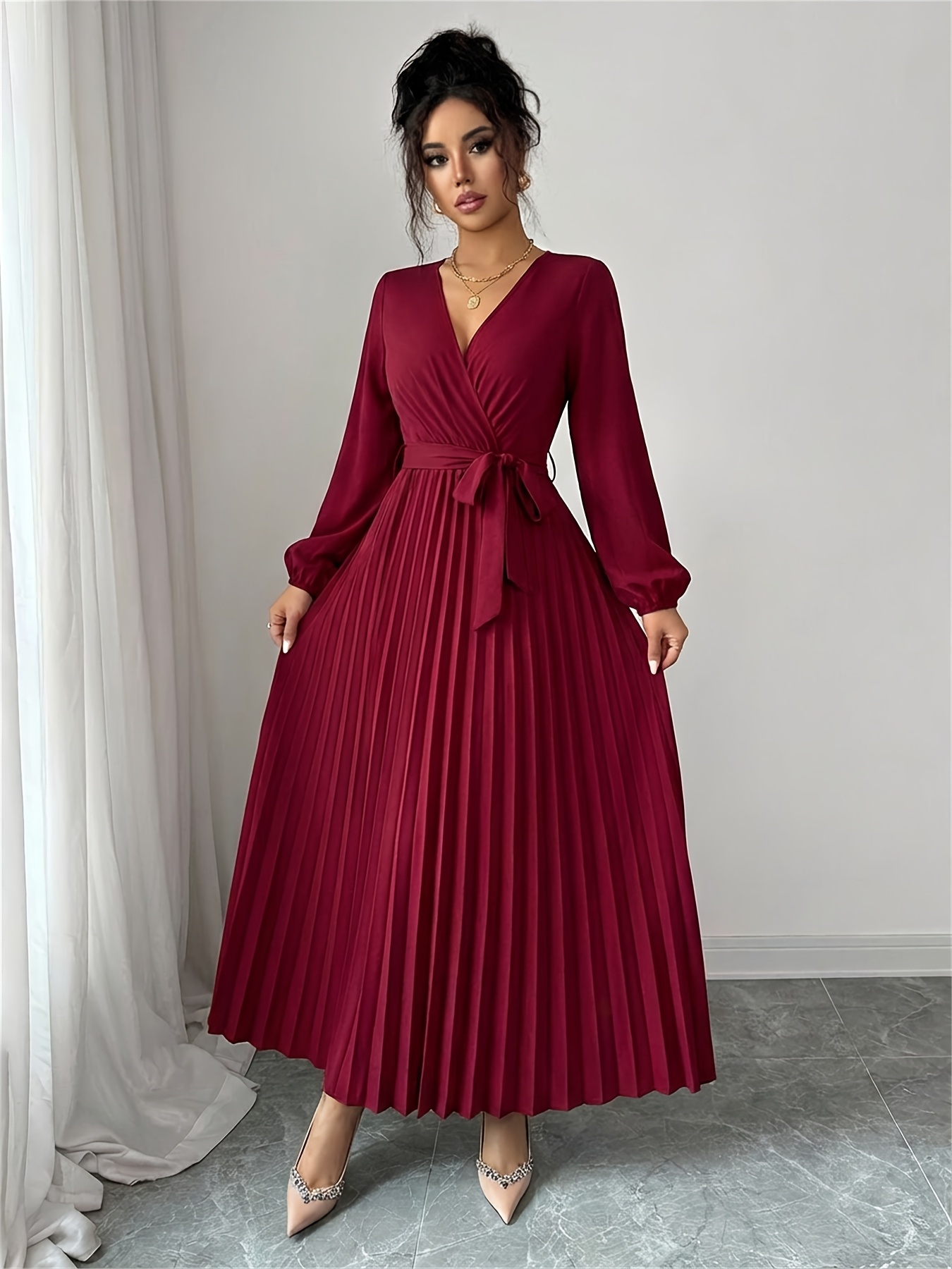 long bridesmaid dresses with pockets Satin Empire Waist Maxi Wedding Guest Dress with Pockets main image 0
