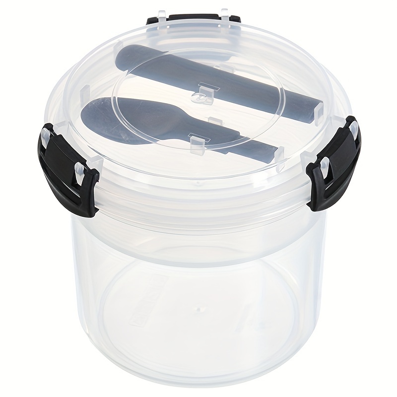 Image of 600ml/20oz Overnight Oat Cup Transparent Yogurt Cup Serving Breakfast Cup Milk Cup Breakfast Cup Soy Milk Cup With Spoon With Lid Sealed Outdoor Travel Airtight Leak Proof