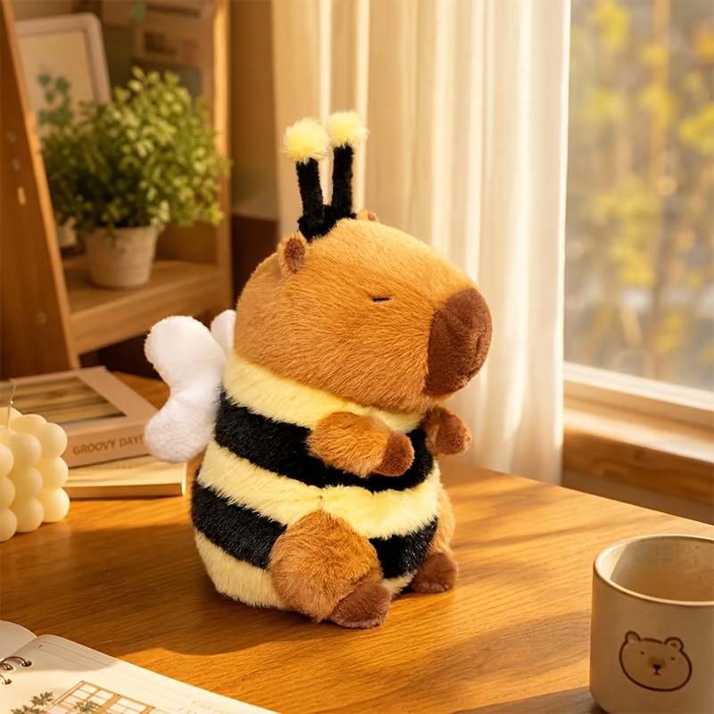 Image of Cartoon Bee Capibara Plush Toys Cute Soft Furry Capibara Stuffed Animal Plush Doll Room Decoration Plush Toys And Birthday Gift For Girls And Boys Perfect A Gift