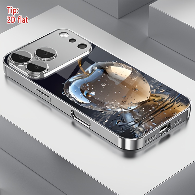 TEMU Phone Case: 1 Cool Pattern Silvery Electroplated Hd Glass Phone Case For Iphone