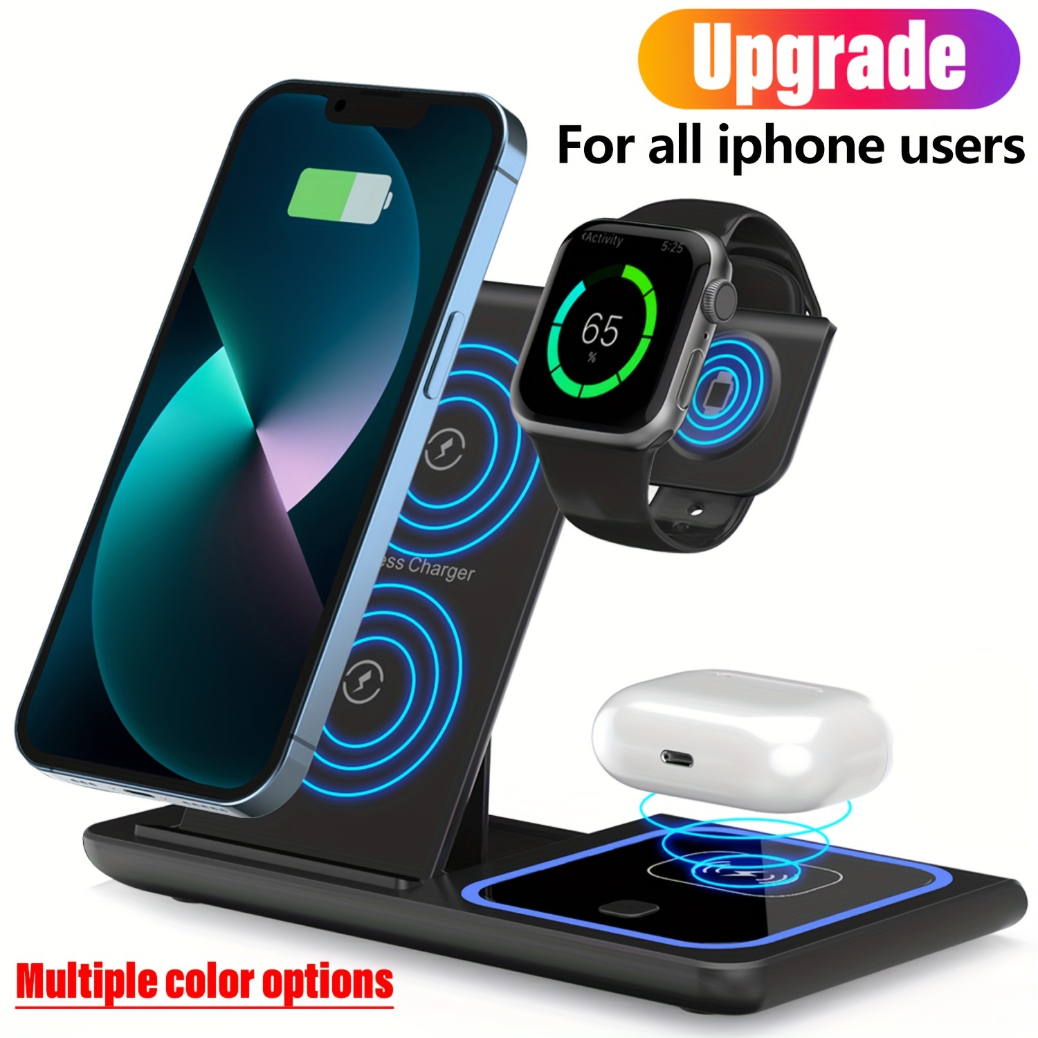 

Charging , Folding Wireless Charger Stand For Iphone 15 14, 13, 12, 11/pro/max//, X, Xr, Xs/max, Se, 8/, For Iwatch 1-8, Airpods 3/2/pro