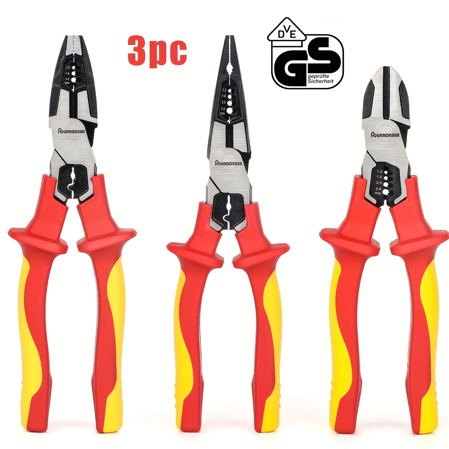 Image of 3pcs/1pc Insulated Plier,vde Universal Combination Pliers, Needle Nose Plier And Cutter Plier,with Insulated Handles 60crv