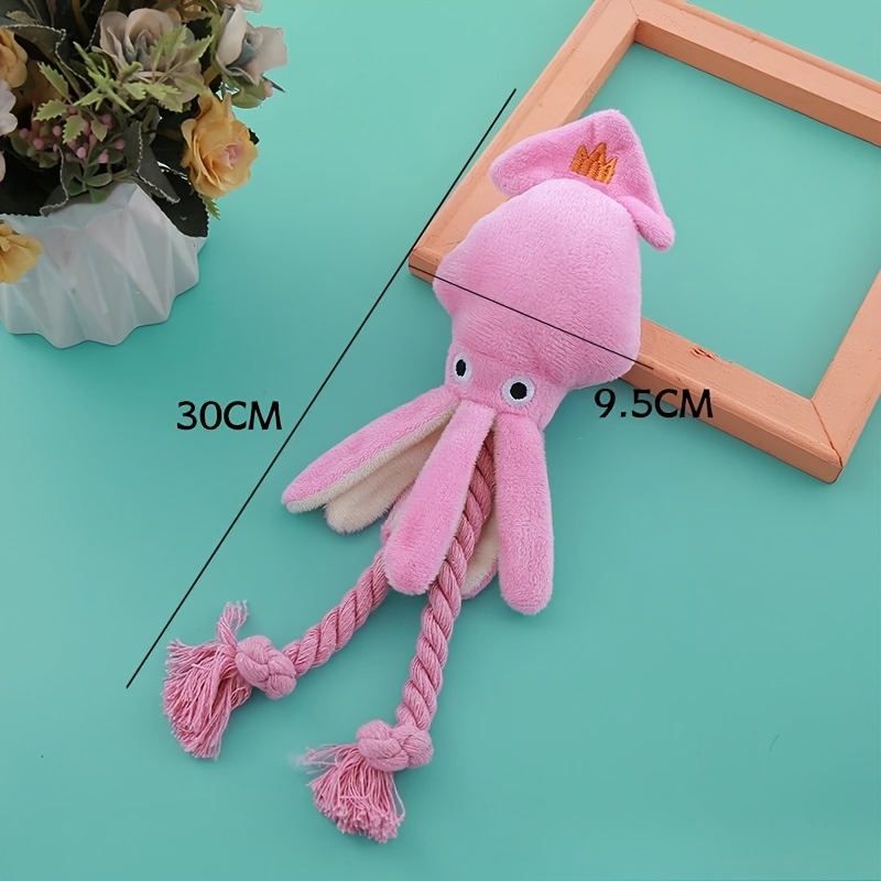 TEMU Pet Plush Toy, Chew Toy For Dogs, Teething Training For Puppies, Sound-making Toy, Octopus Shape, Interactive Rope Toy, Dog Supplies