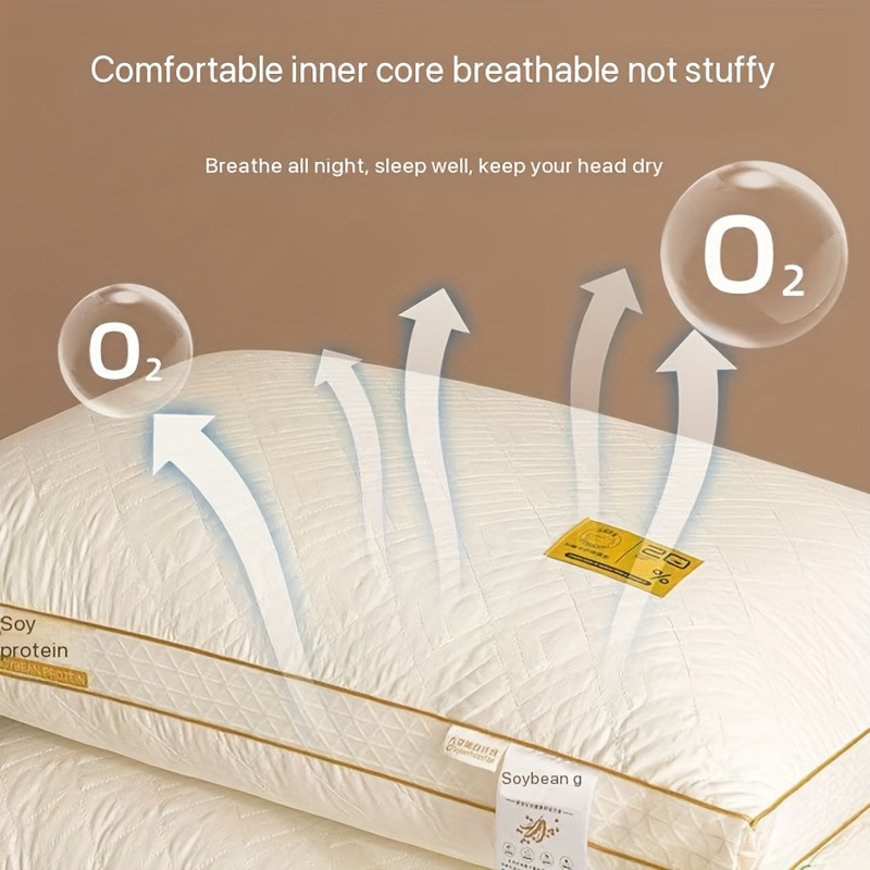 2/4pcs Soy Fiber 3D Pillow - Breathable Hypoallergenic High Elasticity Pillow with Polyester Fill, Light Beige Color for Side Sleepers, Hotels & Home Use - Ideal Christmas Gift for Family, Siblings, Friends, Travel Sleep Aid, Elegant Bed Decor, Durable Zipper Closure