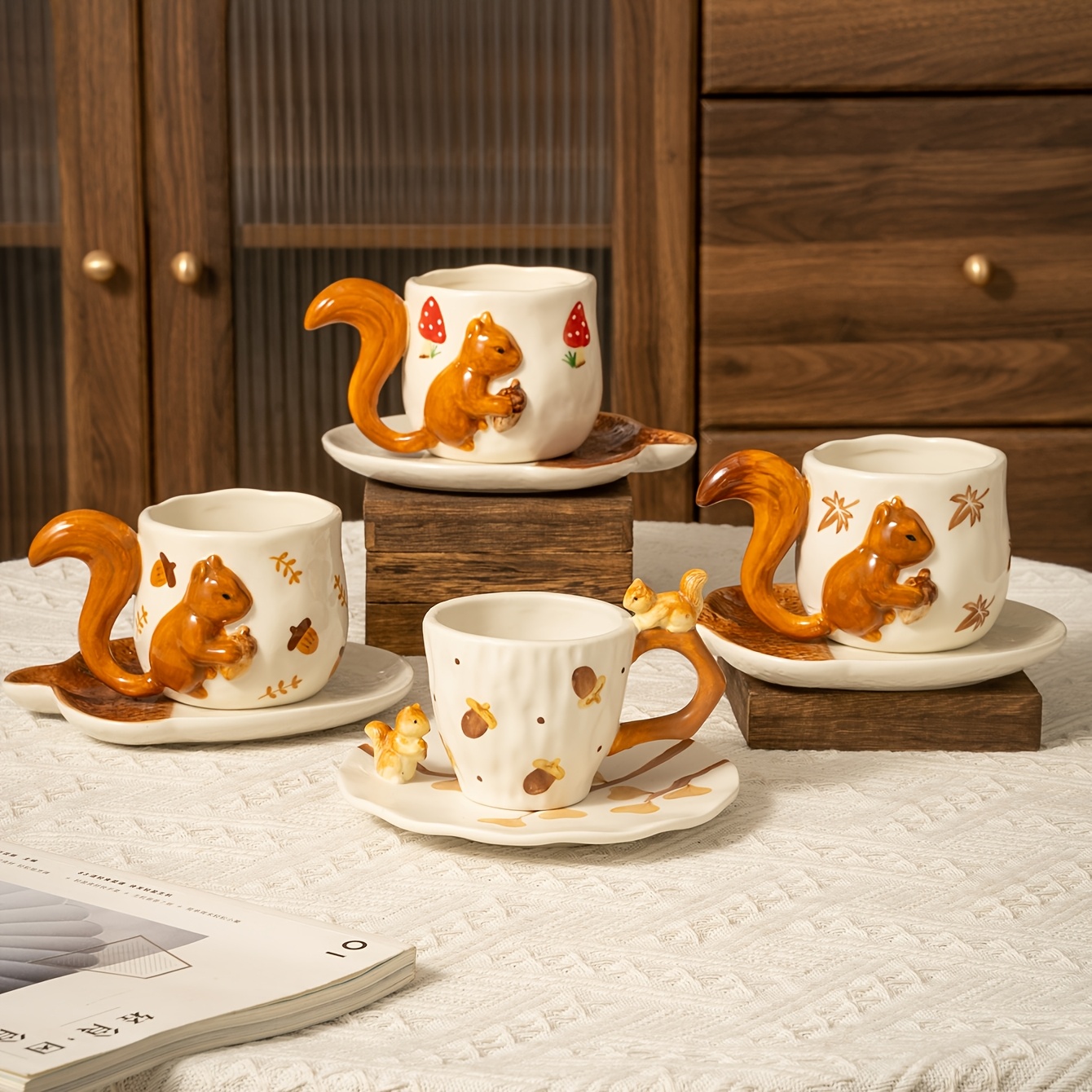 a set animal hand pinched creative squirrel tail handle - Temu