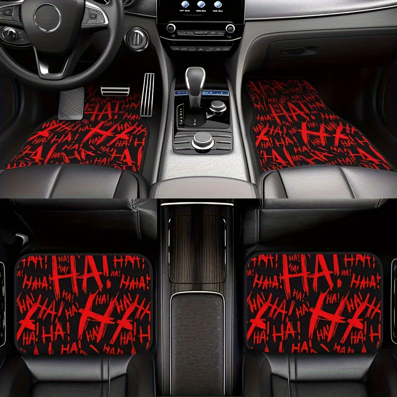 

4-piece Car Floor Mats With Red '' Print Design - Universal Fit For Chevrolet Vehicles - Durable Polyester Material - Easy To Clean - Waterproof And Slip-resistant