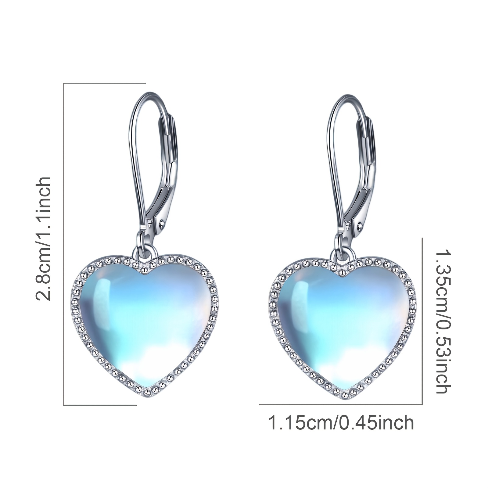 Heart-Shaped Moonstone Earrings, Summer Ocean Series