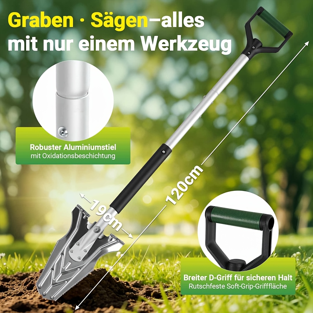 120cm Long, V-shaped Root Shovel, With A Wide Blade And Ergonomic Handle, A Shovel With Root Serrations Designed For Hard, Soil, A Sturdy And Durable Gardening Shovel That Makes Digging Easier