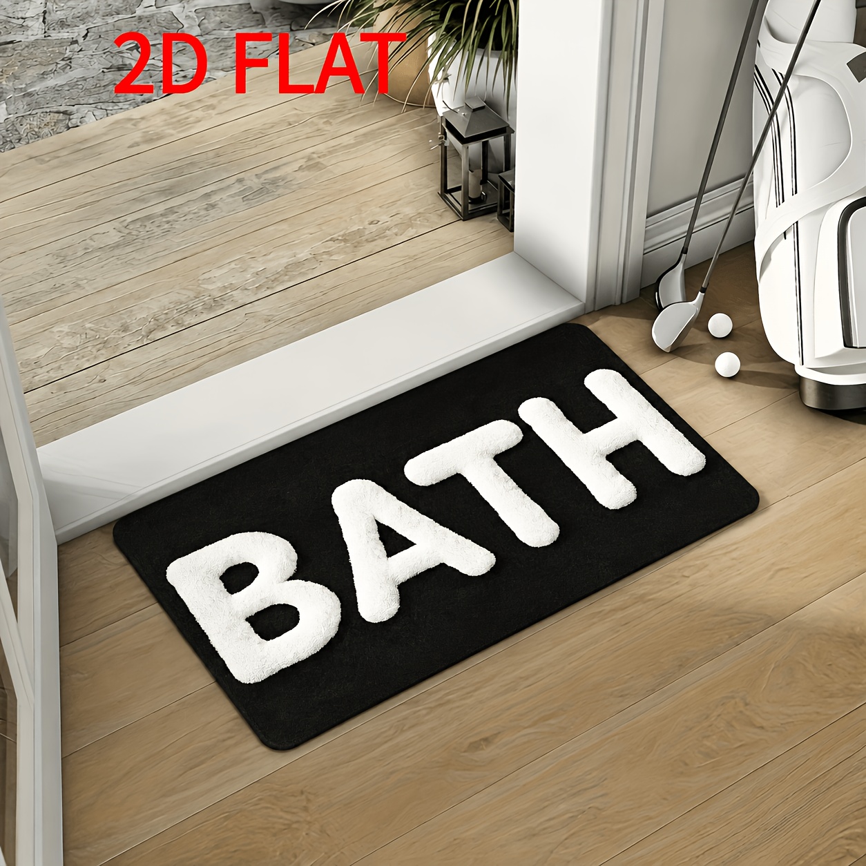 TEMU 1pc Bathroom Themed Pattern Non-slip Diatomite Floor Mat, Super Absorbent And Washable, Suitable For Laundry Rooms, , Bathrooms, Toilets, And