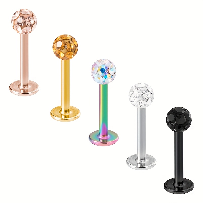 1/5pcs Ball Stud Earrings Labret Lip Ring Stainless Ear Cartilage Piercing Tragus Helix Body Jewelry For Women Men
