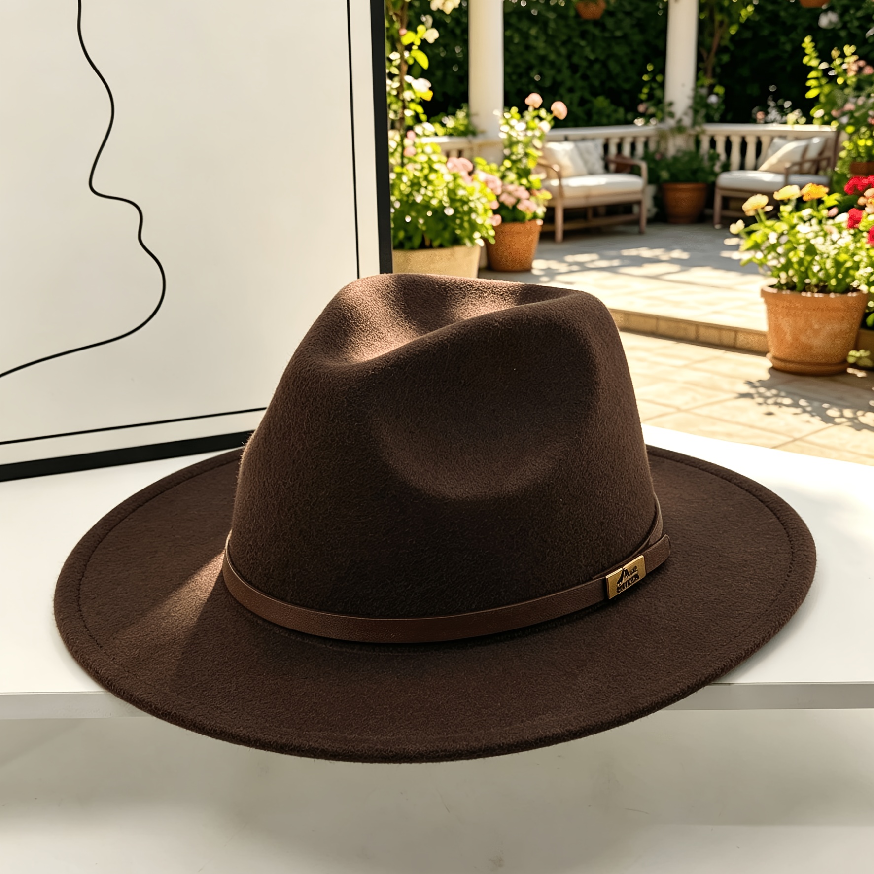TEMU A Stylish Felt Hat, Unisex Outdoor Equestrian Hat, Outdoor Sun Hat, Jazz Hat