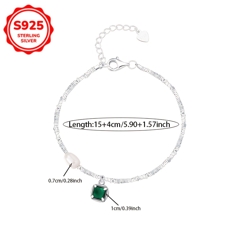 Anti Allergy S925 Irregular Green Stone Bracelet Lightweight BFF Gift