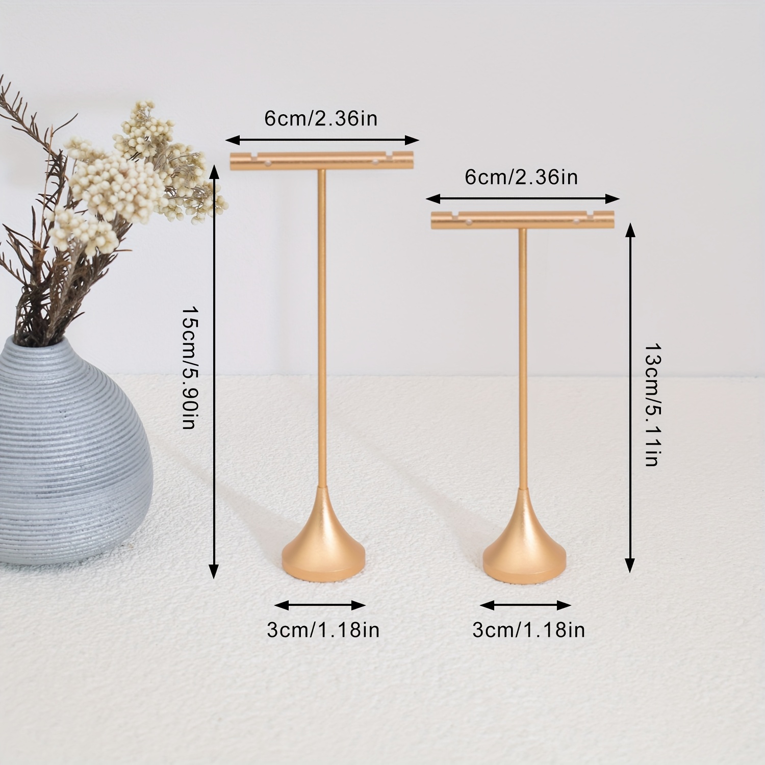 TEMU 2pcs Aluminum Alloy Earring Jewelry Display Stand, Matte With Small Water , Suitable For Earrings And Studs, Online Retail Photography, Includes