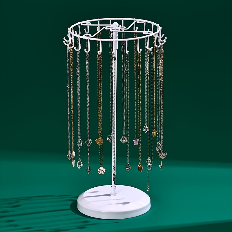 TEMU A Decorative Iron Rack With 23 Hooks That Can Rotate, Designed For Displaying Necklaces And Jewelry In A Store Window, Suitable For Tabletop Use