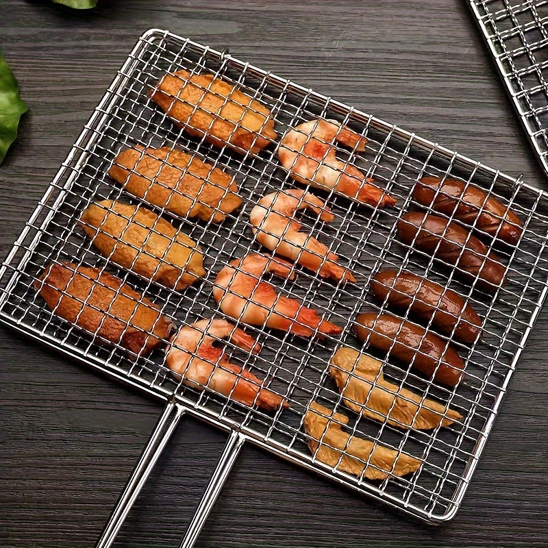 

Stainless Steel Bbq Grill Basket - Perfect For Evenly Cooked Meat & Veggies, Ideal For Baking & Picnics, Essential Kitchen Accessory