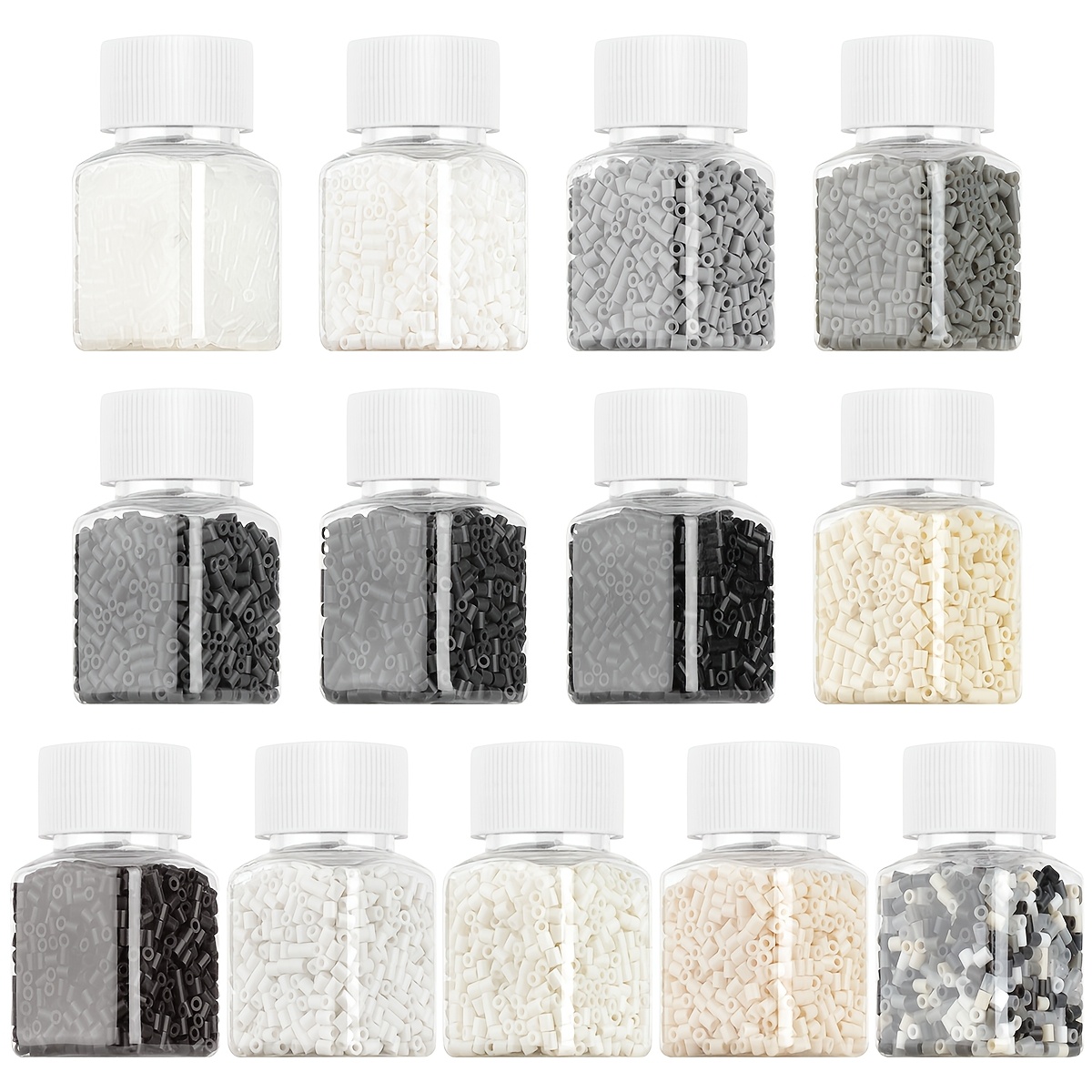 TEMU Ensemble de à fusion noirs et blancs en bouteille carrée de 13109 pièces - 13 couleurs - utilisé pour créer divers ornements à , façonné avec de