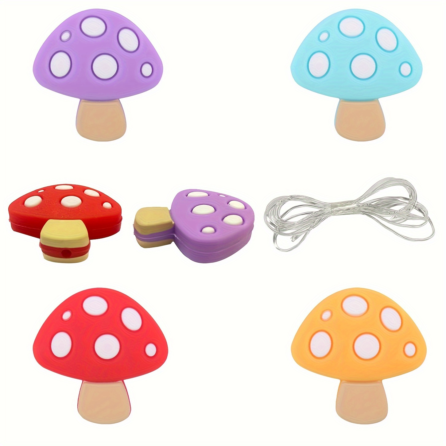 jiebor 50Pcs Mushroom Beads Charms Glass Lampwork Beads Mushroom Ornament  for Jewelry Craft Necklace Bracelet Earring Making Multicolored