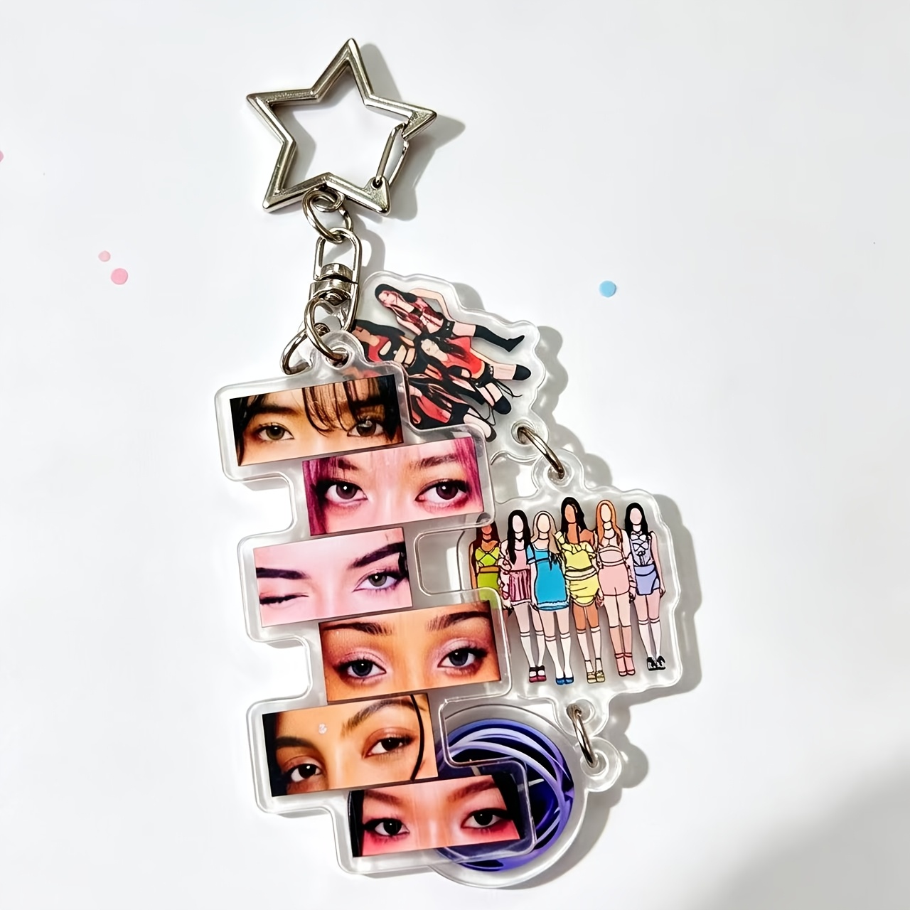 TEMU Porte-clés acrylique plat 2D créatif de puzzle, porte-clés breloque acrylique avec fermoir , accessoire de pendentif pour sac et sac à dos,