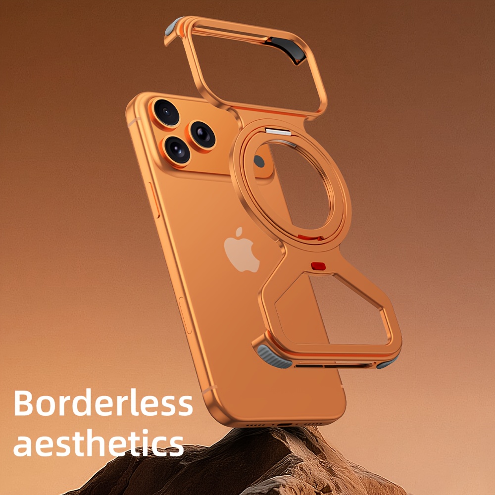 Phone Case - Compatible with Iphone 17/Iphone 17 Pro Max/Iphone 17 Air/Iphone 17 Pro[Metal Invisible Magnetic Stand Case]360-Degree Rotating Magnetic Stand with Borderless Hollow Heat Dissipation Protection Case