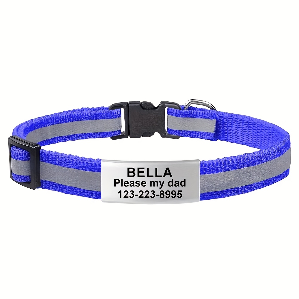TEMU Custom Reflective Cat Collar Suitable For Night, Adjustable With Leash Attachment & Lead Compatible For Nighttime , Nylon Collar For Small Pets,