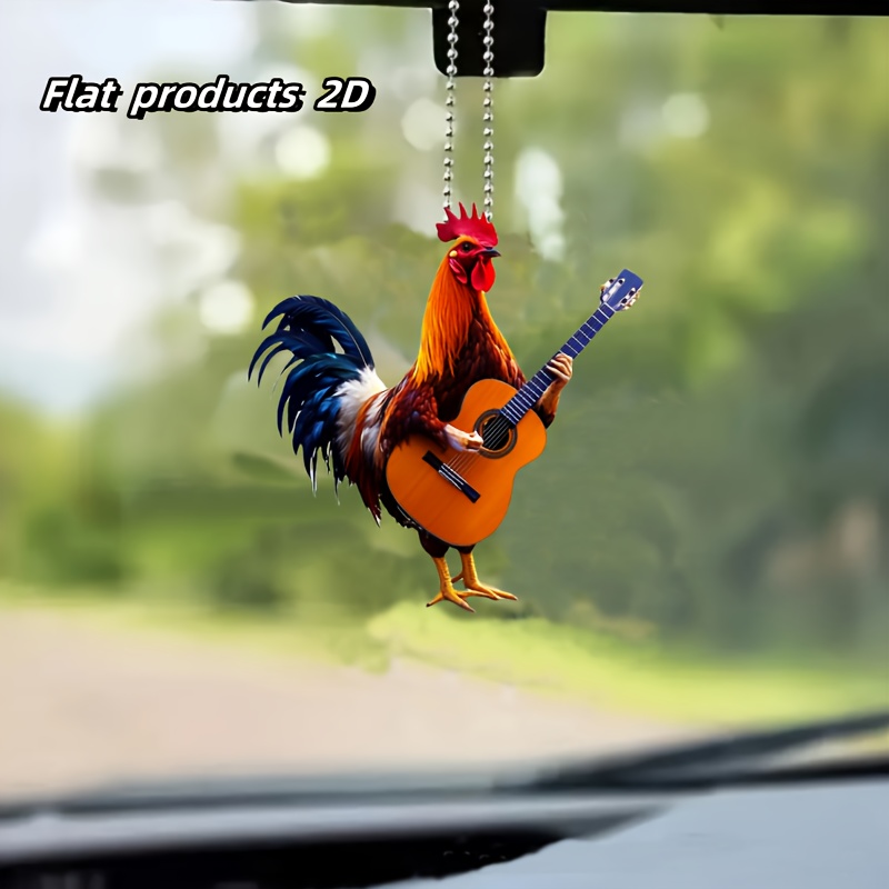 

2d Flat Acrylic Rooster Guitar Hanger: Car, Keychain, Christmas, Home Decor, And Gifts