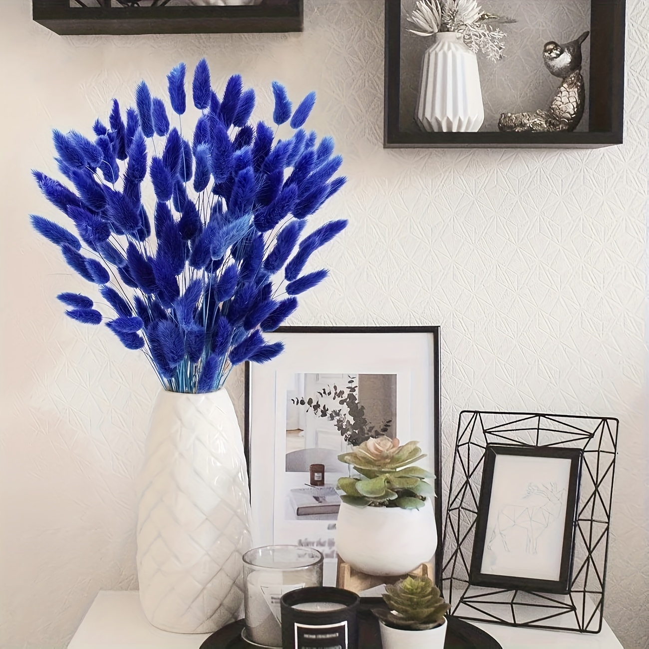 A Bouquet Of 56 Artificial Pampas Bunny Tails, Perfect For Boho Home Decor, Ideal For Living Room Vases, And Suitable For Christmas, Weddings, Parties, And Festive Gatherings