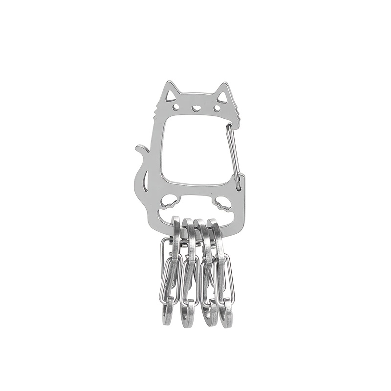TEMU Cat-shaped Outdoor Keychain Stainless Steel Portable 4 Quick Hanging Cute Hanging Buckle, Home Key Hiking Hiking Equipment Camping Hiking