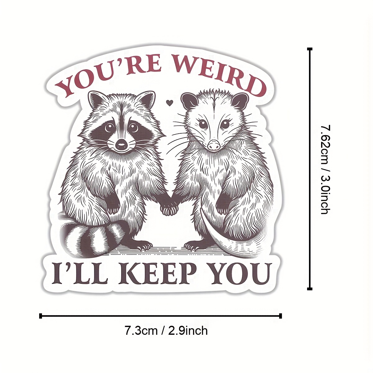 TEMU Inspirational " " Vinyl Stickers - Funny Raccoon Design With Heart Accents | Laptops, Water Bottles, Books | Ideal Gift For Teachers, Book Lovers, Novelty Stickers