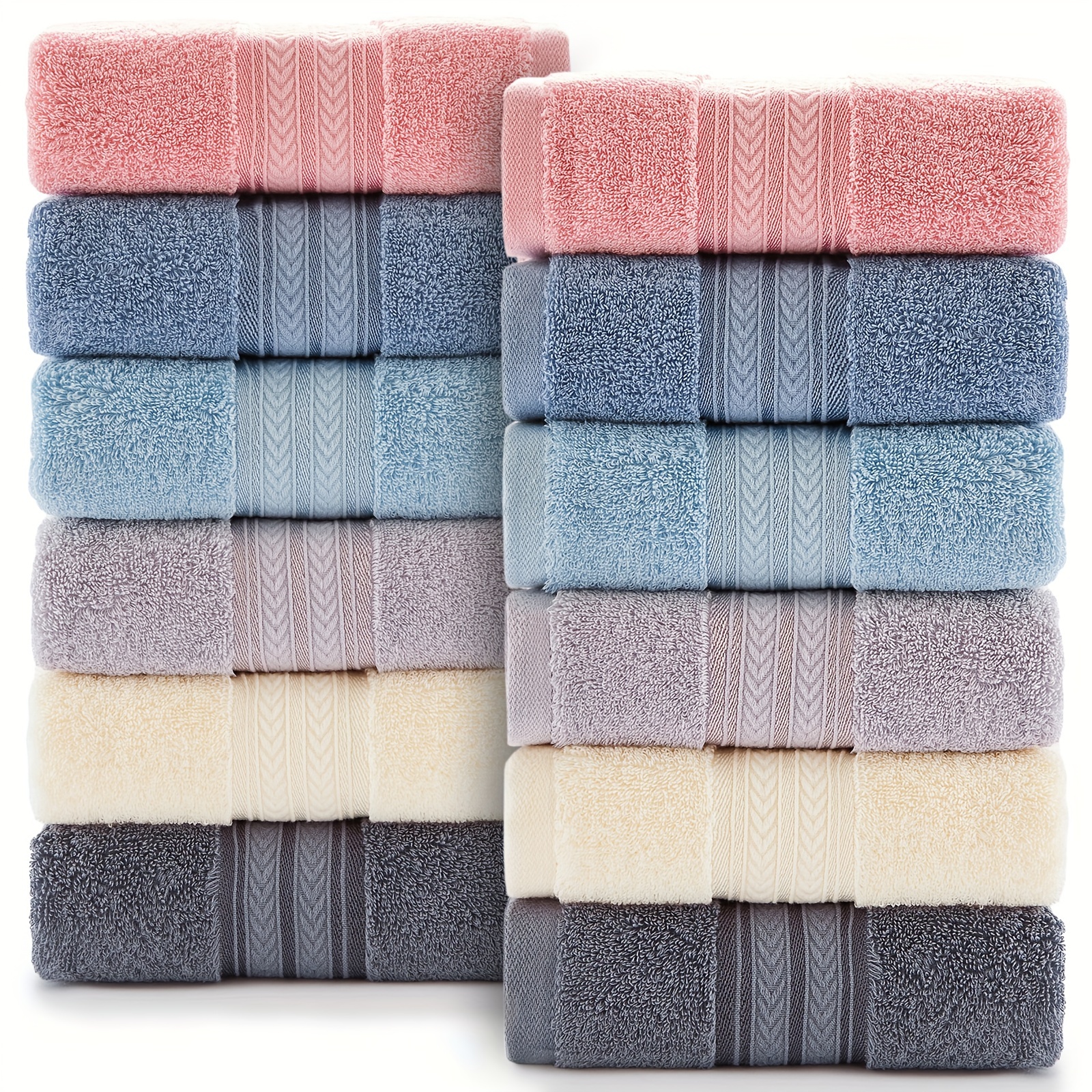 

12pcs Cotton Hand Towel Set, Absorbent & Quick-drying Face Towel, Super Soft & Thickened Towel, For Home Bathroom, Ideal Bathroom Supplies