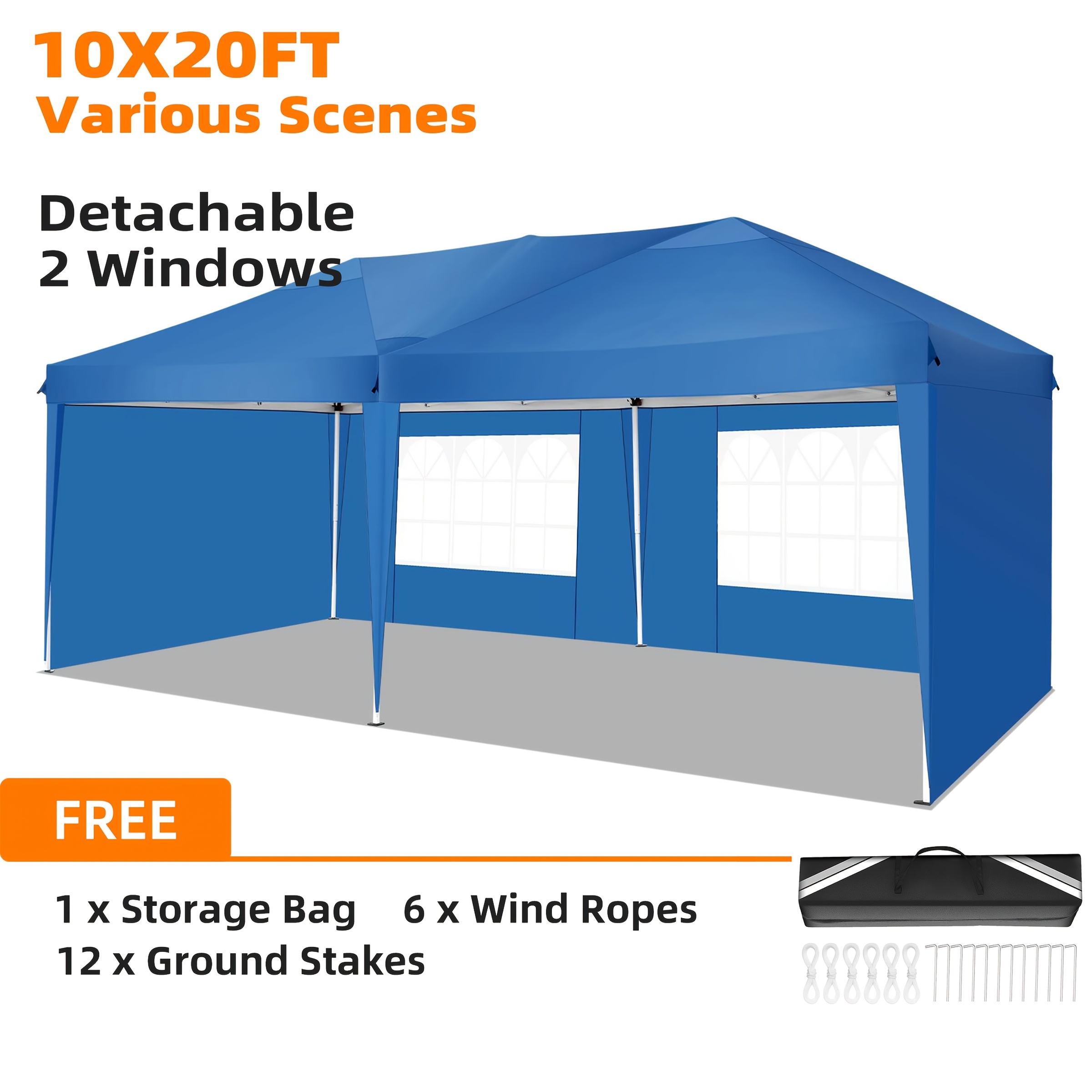 

Hoteel Pop-up Outdoor Tent, Quick Setup, Breathable, Upgraded Materials, With 4 Removable Sides, Suitable For Outdoor Use, 10x20ft