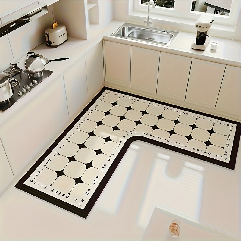 

Ultra- L-shaped Diatomaceous Mat, Quick-dry, Non-slip, Oil And Water Absorbent, Easy To Clean - White, Quick Dry Kitchen Mat