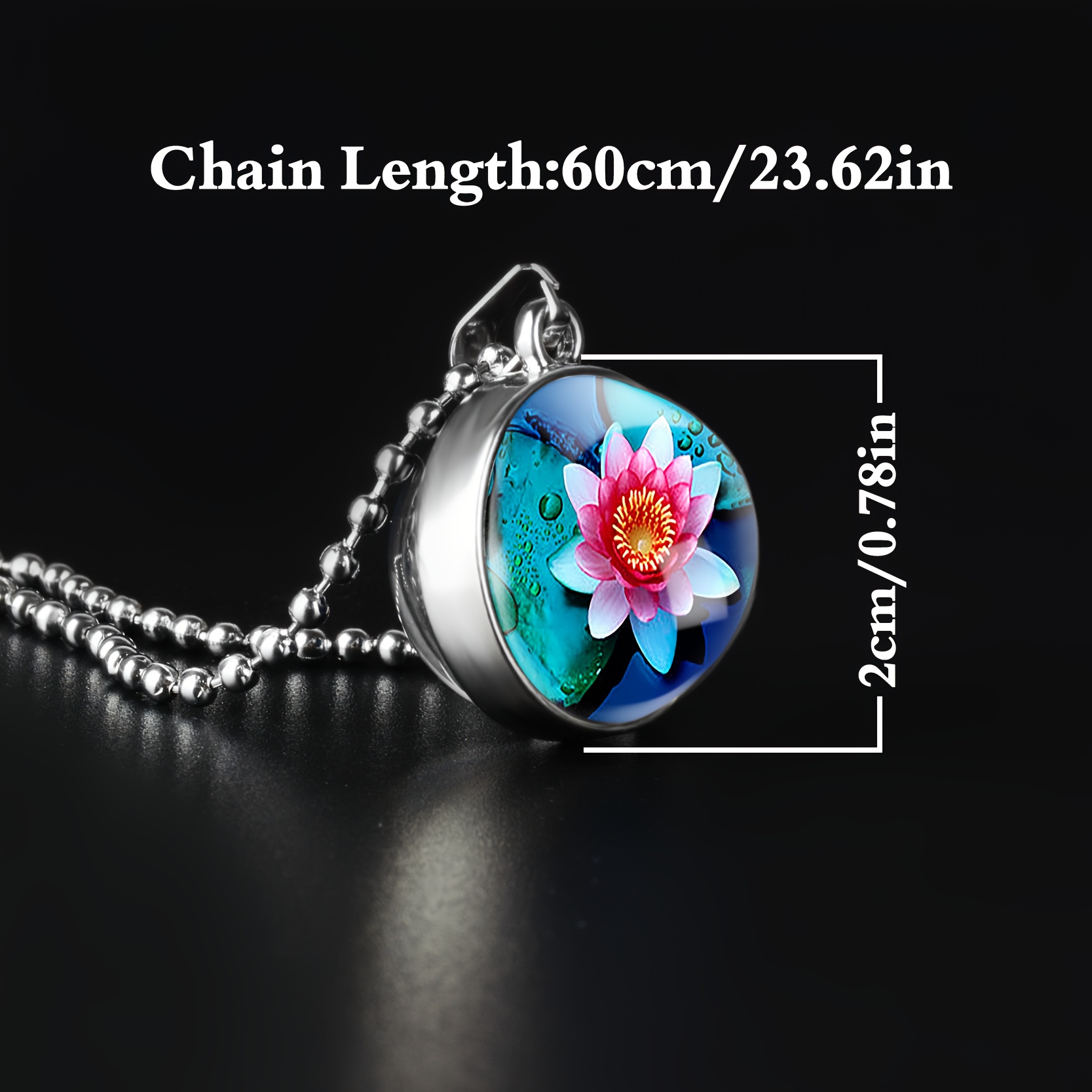 Lotus Flower Double-Sided Spherical Pendant Necklace
