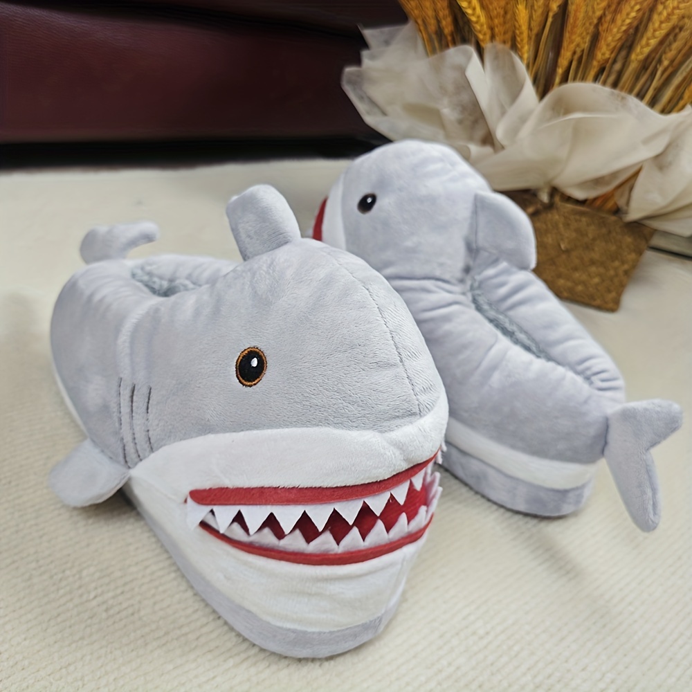 Pantuflas de Tiburón para Hombres, Forro Aterciopelado Divertido Zapatos  Casa Animal 3D con Antideslizante y Regalo Navideño