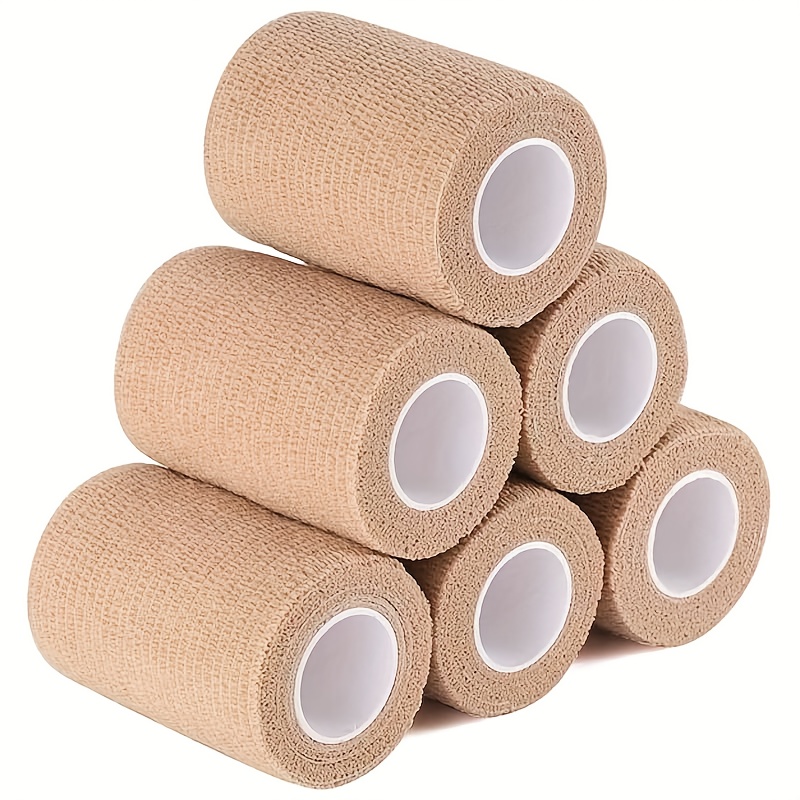 8-roll 4 Inch X 5 Yards Beige Self-adhesive | Non-woven, High-grade For Sports Wrist, Ankle, Hand, Leg Support