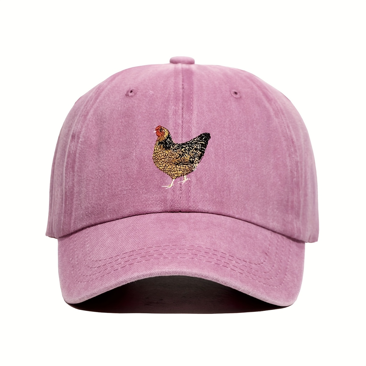 TEMU 1pc Chicken Print Baseball - Adjustable, Breathable, Lightweight Polyester Material - Golf, Unisex Fashion Curved Brim Hat. Travel Headwear,
