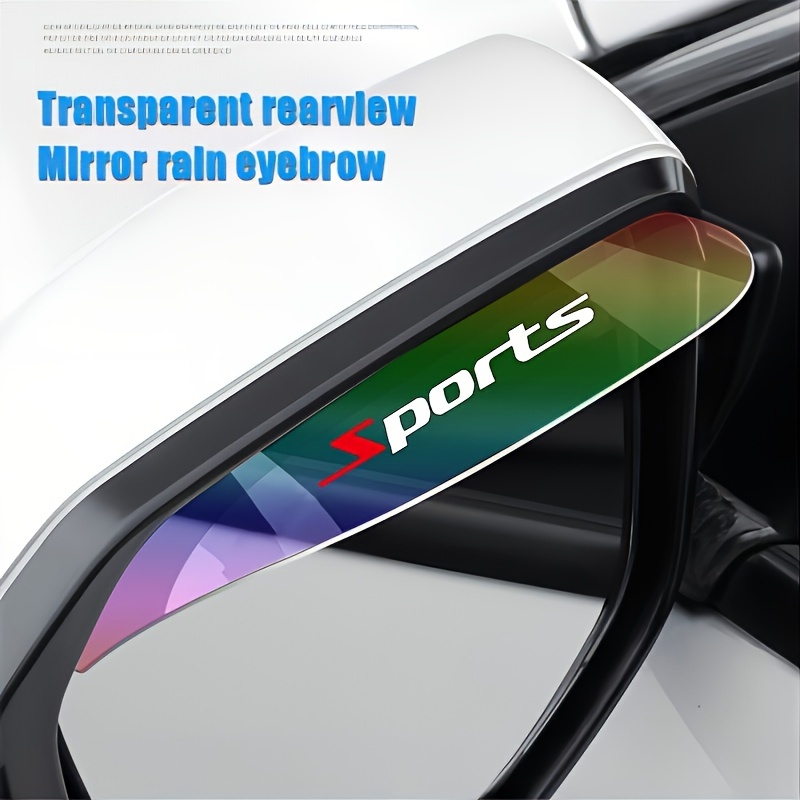 2pcs Flexible PVC Rearview Mirror Rain Curtain And Rainproof Blade, Seven Color Transparent Car Back Rain Eyebrow Cover, Sports Car Accessories