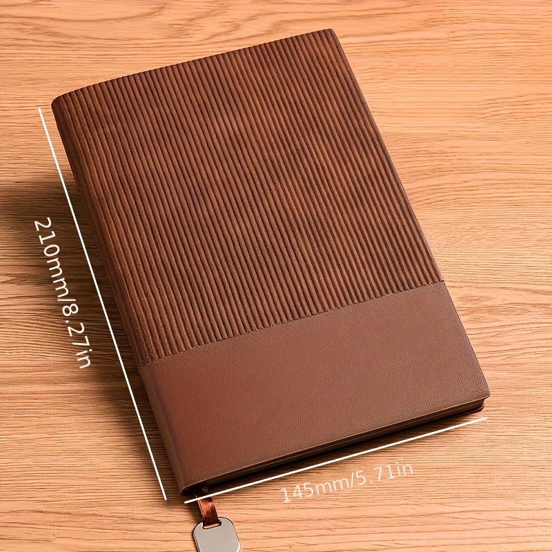 TEMU 1pc Notebook Cover Premium Faux Leather, A5 Size 80gsm Cream-colored Dao Lin Paper 100 Sheets, Suitable For , School, Business Meetings And