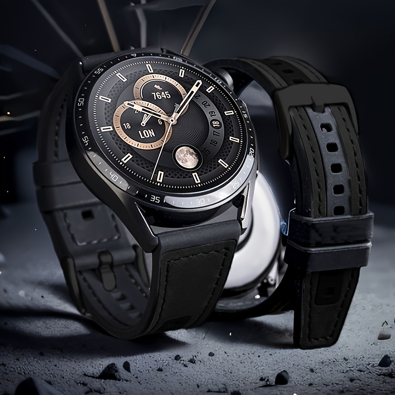 TEMU Cinturino in pelle da 22mm - Compatibile con Huawei GT4/GT5, Venu3/2, per for Samsung Galaxy Watch3, ecc. - Cinturino resistente per smartwatch,
