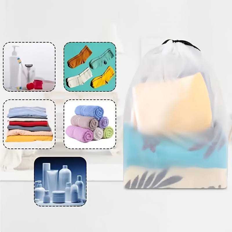 5/10/15/20 piezas Bolsas de malla de almacenamiento semitransparentes, Bolsas con cordón para ropa y almacenamiento de viaje de ropa interior, Bolsas para guardar zapatos, Bolsas para guardar ropa y calcetines