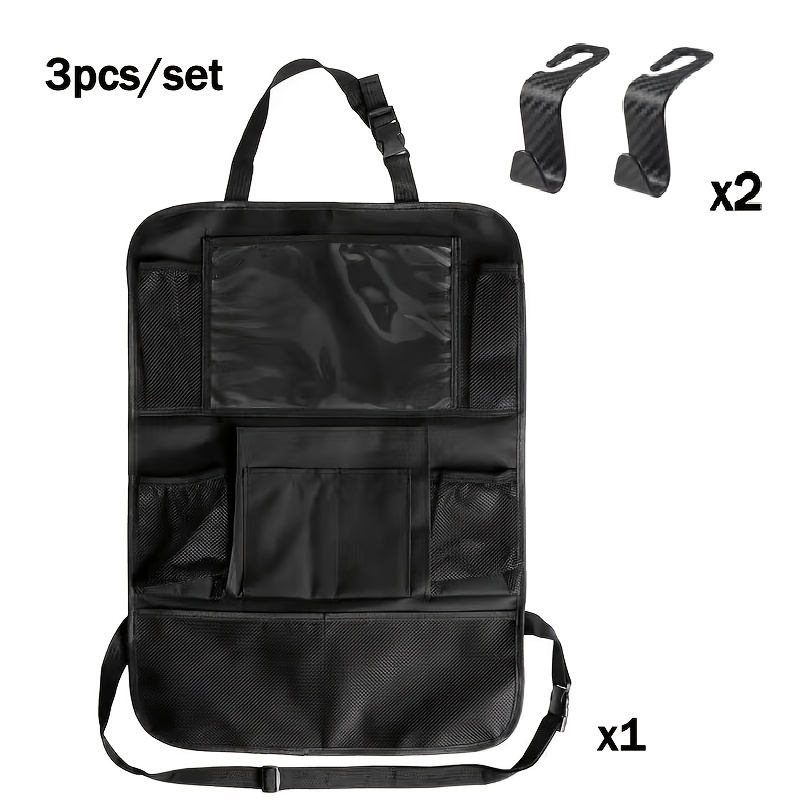 TEMU [car Seat Storage Bag] Durable Car Seat Back Storage Bag, Foldable Storage Bag With Multiple Compartments For Tablets, Smartphones, Soda Cans &